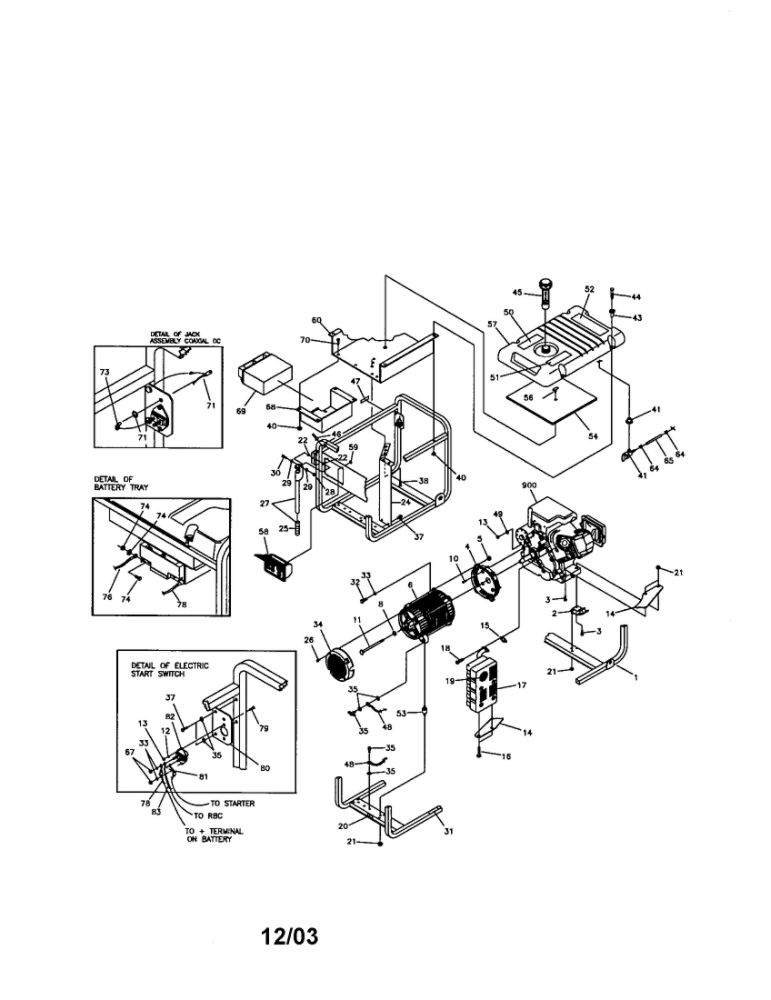 Main Unit Diagram and Parts List for 01893  Briggs and Stratton Generator